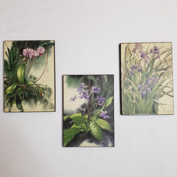Other - ART Botanical Floral Prints in Lavender Green Set of 3